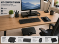 Kit Comfort Smart Working – Poggiapiedi Ergonomico + Tastiera Wireless + Mouse Wireless + Tappetino Mouse