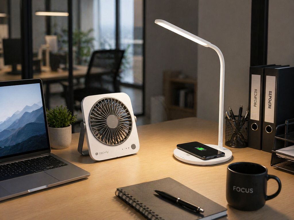 Smart Desk Comfort Kit – Lampada LED + Ventilatore Portatile